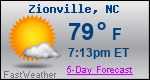Weather Forecast for Zionville, NC