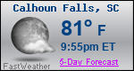 Weather Forecast for Calhoun Falls, SC