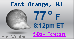 Weather Forecast for East Orange, NJ