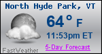 Weather Forecast for North Hyde Park, VT