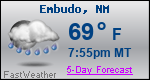 Weather Forecast for Embudo, NM
