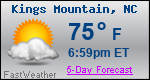 Weather Forecast for Kings Mountain, NC