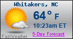 Weather Forecast for Whitakers, NC