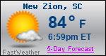 Weather Forecast for New Zion, SC