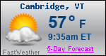 Weather Forecast for Cambridge, VT