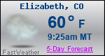 Weather Forecast for Elizabeth, CO