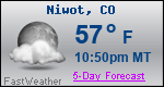 Weather Forecast for Niwot, CO