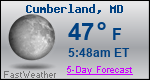 Weather Forecast for Cumberland, MD