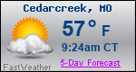 Weather Forecast for Cedarcreek, MO