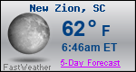 Weather Forecast for New Zion, SC
