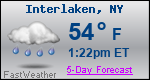 Weather Forecast for Interlaken, NY