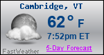 Weather Forecast for Cambridge, VT