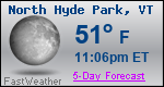 Weather Forecast for North Hyde Park, VT