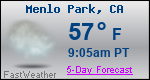 Weather Forecast for Menlo Park, CA