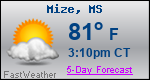 Weather Forecast for Mize, MS