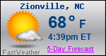 Weather Forecast for Zionville, NC