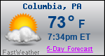 Weather Forecast for Columbia, PA