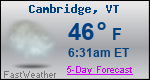 Weather Forecast for Cambridge, VT