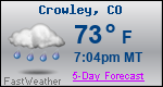Weather Forecast for Crowley, CO