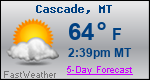 Weather Forecast for Cascade, MT