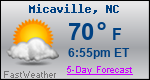 Weather Forecast for Micaville, NC