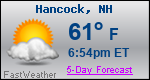 Weather Forecast for Hancock, NH