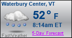 Weather Forecast for Waterbury Center, VT