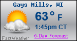 Weather Forecast for Gays Mills, WI