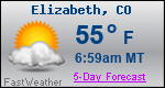 Weather Forecast for Elizabeth, CO