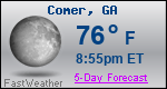 Weather Forecast for Comer, GA