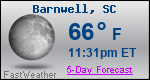 Weather Forecast for Barnwell, SC
