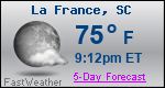 Weather Forecast for La France, SC