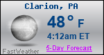 Weather Forecast for Clarion, PA