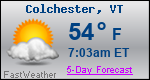 Weather Forecast for Colchester, VT