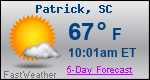 Weather Forecast for Patrick, SC