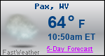 Weather Forecast for Pax, WV