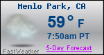 Weather Forecast for Menlo Park, CA