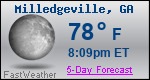 Weather Forecast for Milledgeville, GA