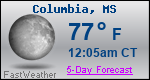 Weather Forecast for Columbia, MS