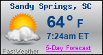 Weather Forecast for Sandy Springs, SC