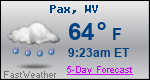 Weather Forecast for Pax, WV