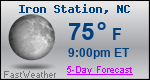 Weather Forecast for Iron Station, NC