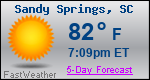 Weather Forecast for Sandy Springs, SC