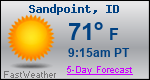 Weather Forecast for Sandpoint, ID