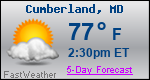 Weather Forecast for Cumberland, MD