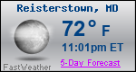 Weather Forecast for Reisterstown, MD