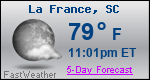 Weather Forecast for La France, SC