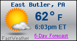 Weather Forecast for East Butler, PA