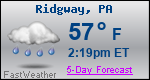 Weather Forecast for Ridgway, PA