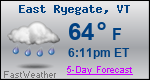 Weather Forecast for East Ryegate, VT